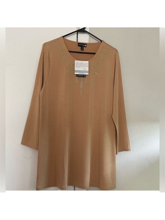 Antthony Tops - Tan Long Sleeve Embellished Top